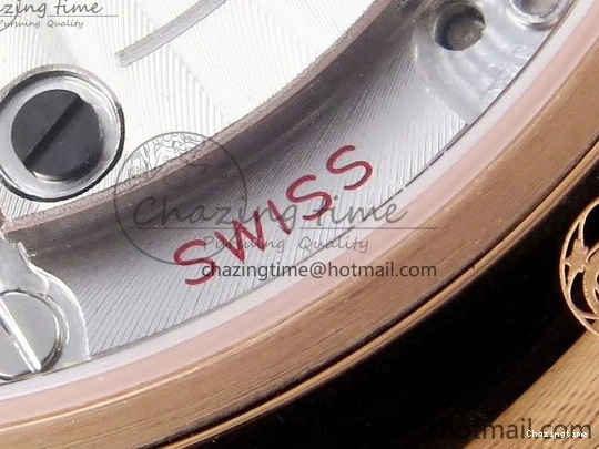 0219 Modern De Ville Date RG MKF 1:1 Best Edition White Textured Dial Roman Marker on Brown Leather Strap A 7752